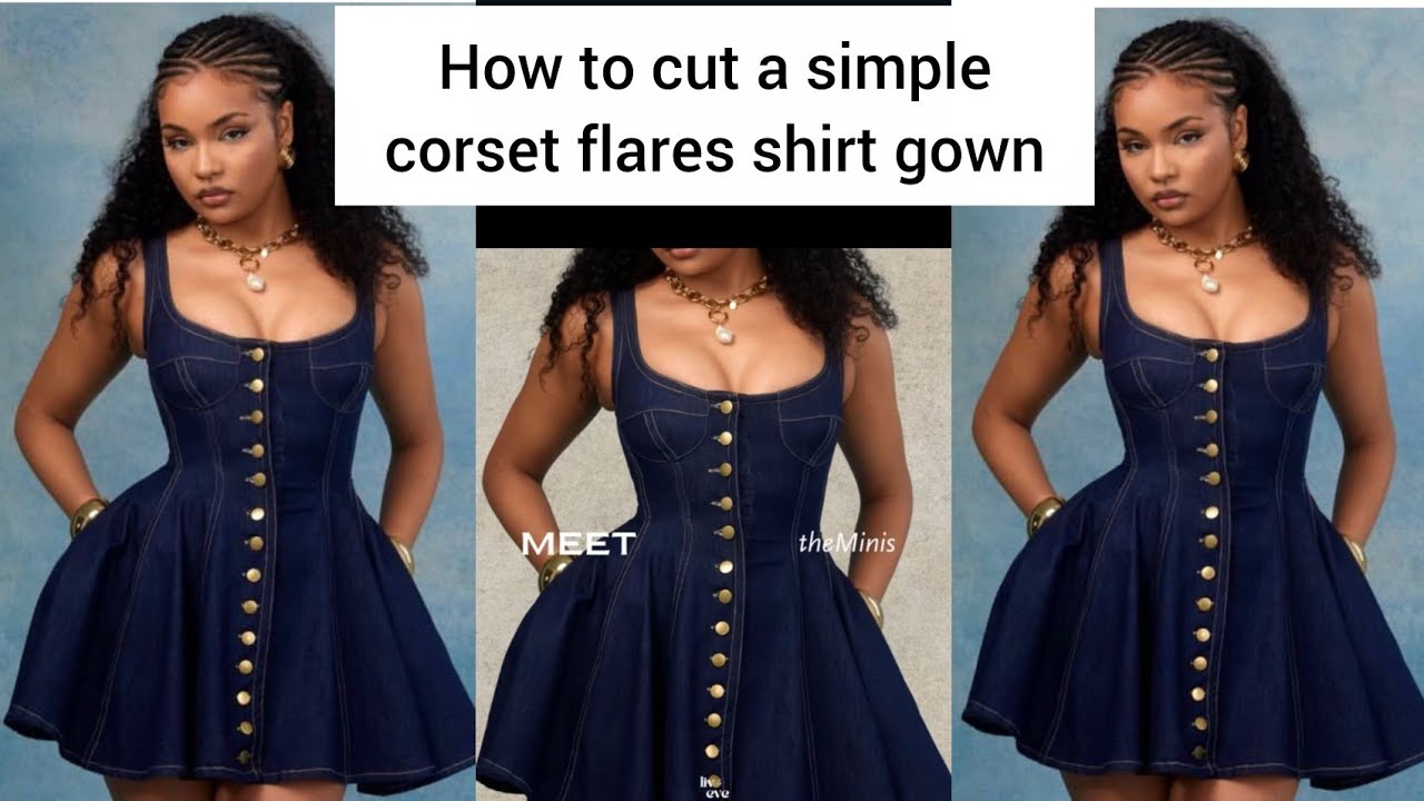 HOW TO CUT A SIMPLE FLATE CORSET SHIRT DRESS  #CORSET