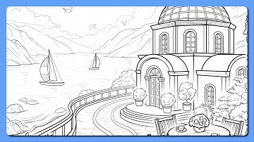 Zen Color by Number App Santorini Greek Island Tea Table Seaside Calm #zencolor #relaxmindgames