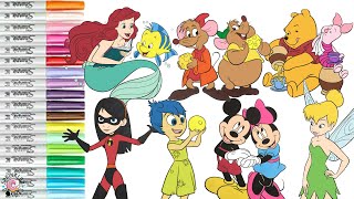 Disney Pixar Coloring Book Compilation Disney Princess Tinker Bell Inside Out Winnie the Pooh Minnie