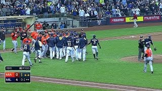 Benches clear after Johnson strikes out