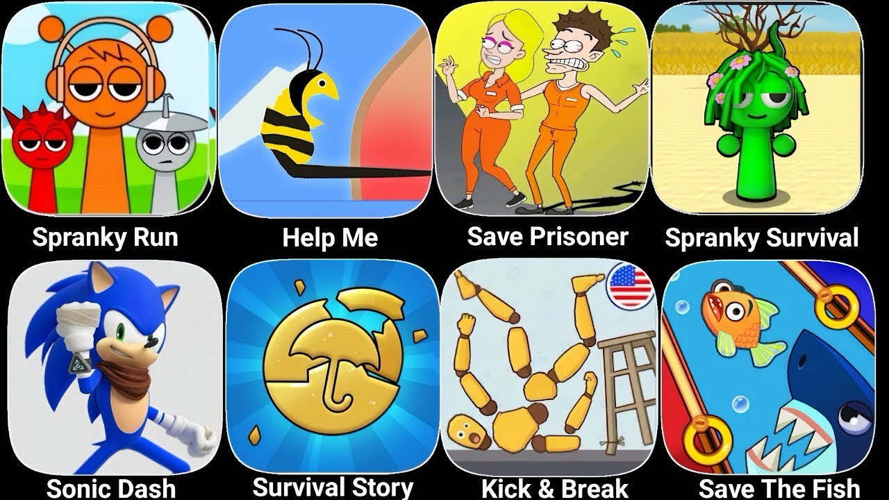 Spranky Run ,Help Me , Save Prisoner ,Spranky Survival , SonicDash, Survival Story, Kick & Break 