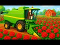 Hardworking Farmer and Harvesting Rose - Farm Works - Vehicles Farm Animated