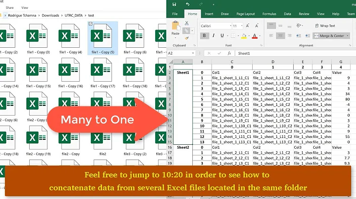 Combine/concatenate/join data in many excel or csv files in the same folder using Python