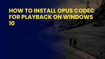 How to Install Opus Codec for Playback on Windows 10