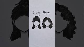 Girls Hair Tutorial Chinese & African #drawing #art #howtodraw #tutorial #shorts