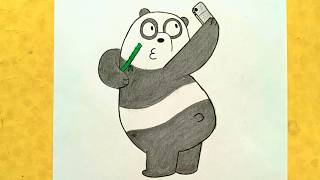 How To Draw Panda Taking A Selfie Step By Step We Bare Bears Tutorial