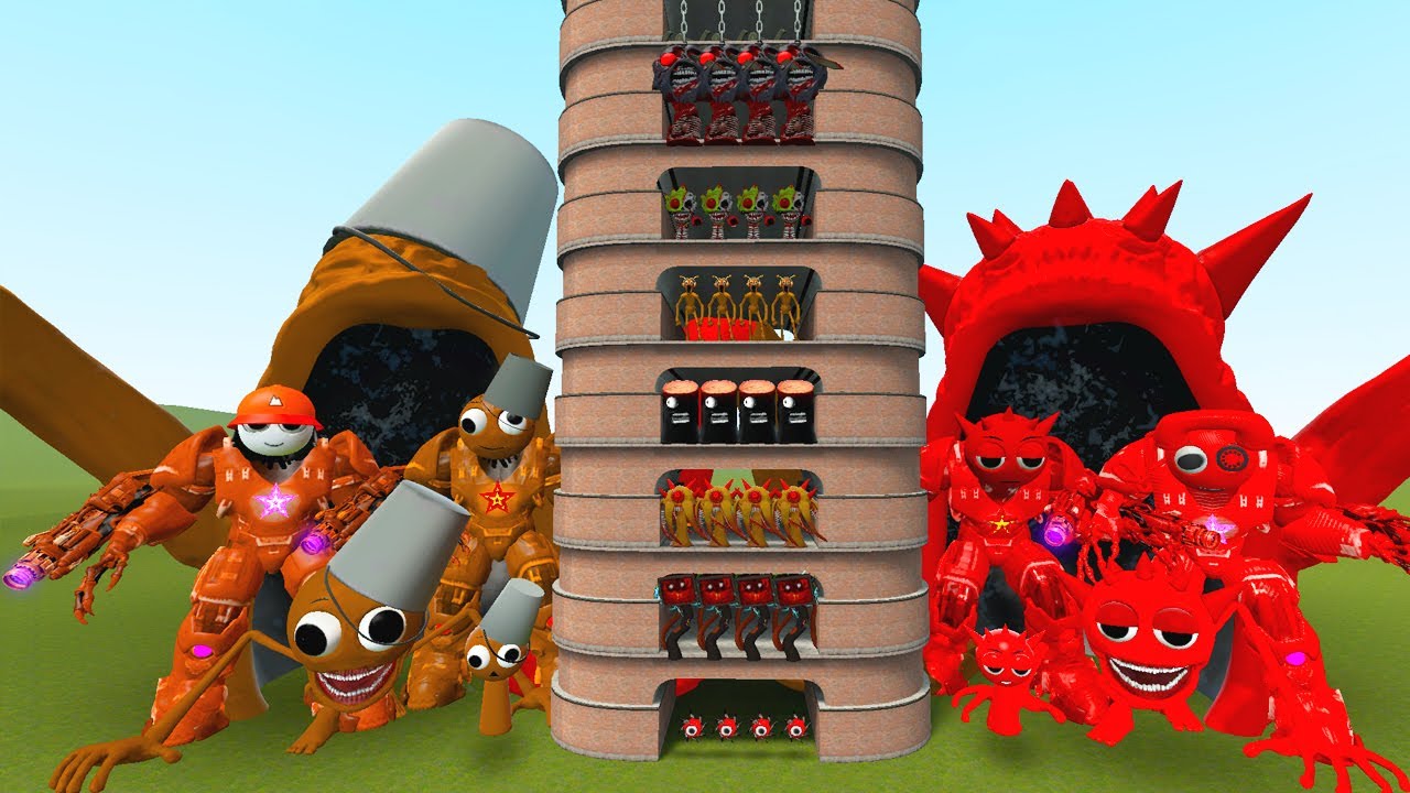 TALLGRASS LITTLE TO BIG ALL BRUD SPRUNKI VS ALL RADDY SPRUNKI FAMILY ФАЗА 1 - 10 в Garry's Mod!