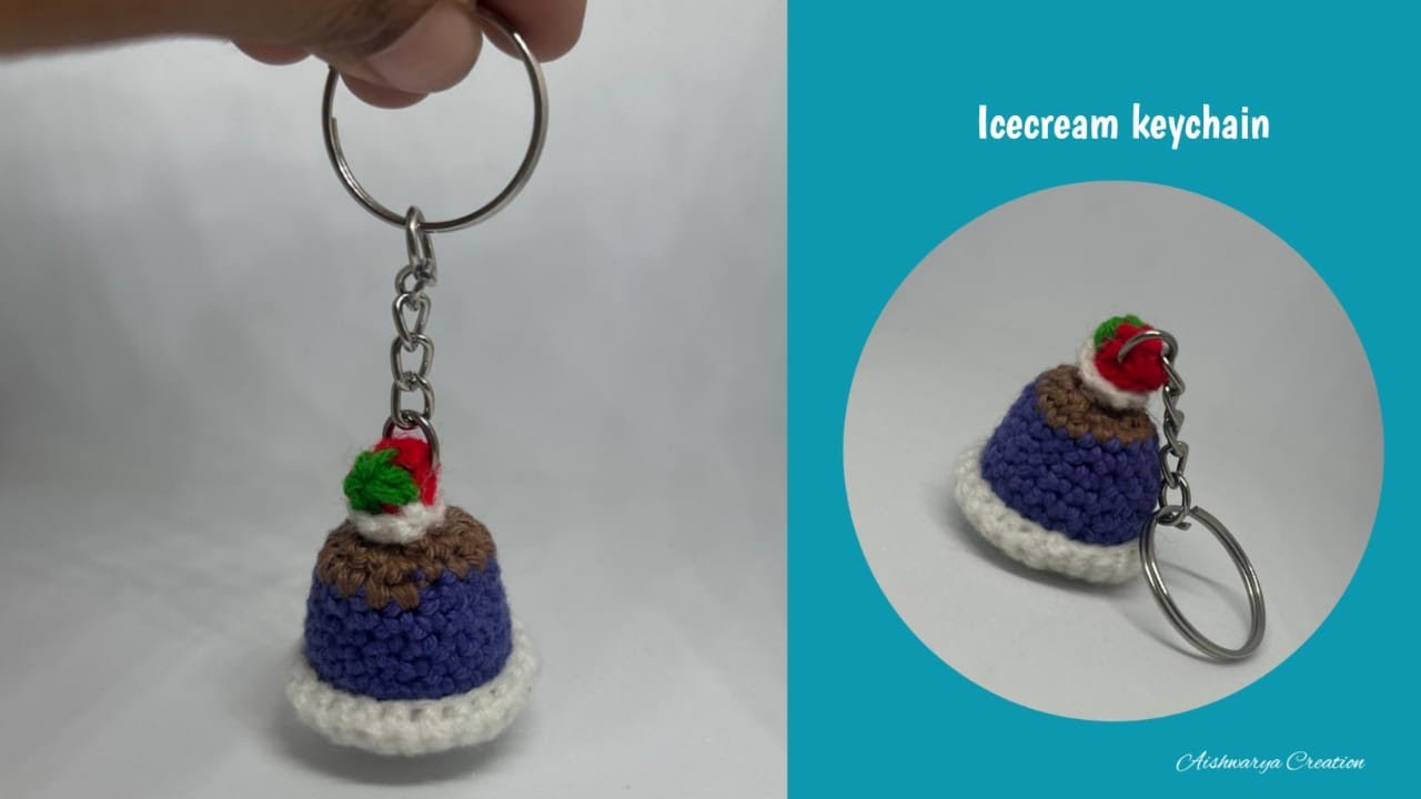Keychain/ Crochet Ice cream keychain/ step by step  