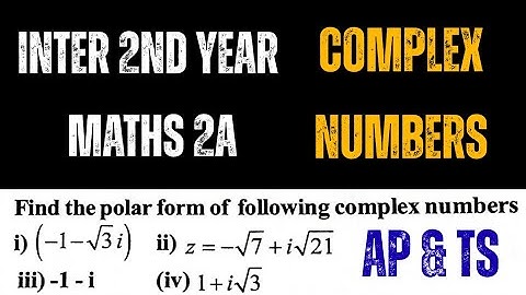 Inter 2nd Year Maths 2A||complex Numbers@maths naresh eclass
