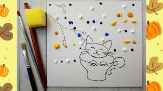 Cat Painting Tutorial Easy Acrylic Painting For Beginners Easy Autumn Tree Landscape Painting