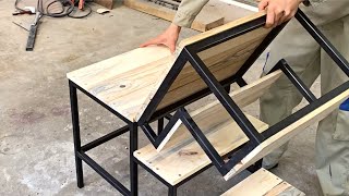 DIY - Metal and Wood Folding Table Has 2 Functions !!