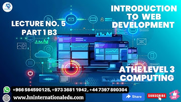Introduction to Web Development Lecture No. 05 Part 1 B3 ATHE Level 3 Computing