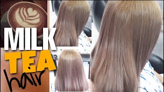 MILK TEA HAIR COLOR TRANSFORMATION SATU KALI BLEACHING || LAGI TREND DI TAHUN INI
