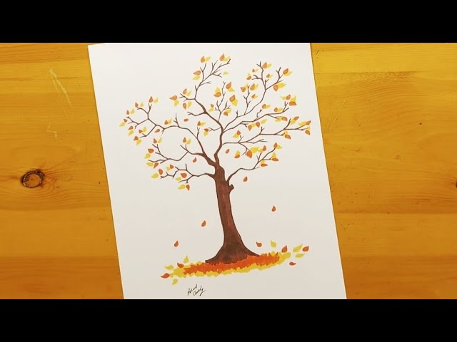 رسم شجرة الخريف || Autumn tree drawing || Sonbahar ağacı çizimi || Dessin  d'arbre d'automne - YouTube