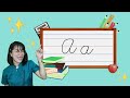Learning cursive writing letter aa