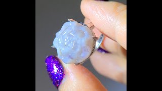 Lavender flower agate ring in adjustable 925 sterling silver - JW3