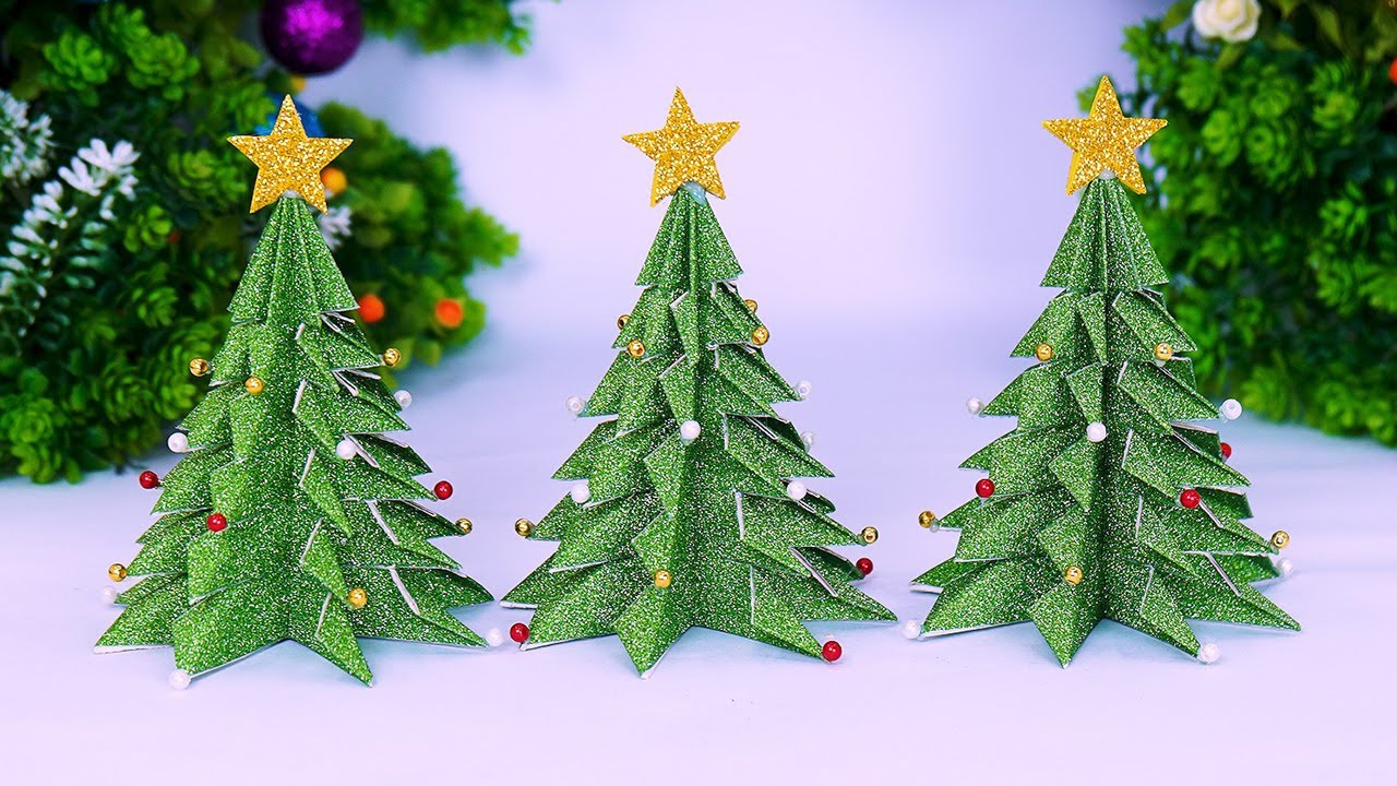 How To Make Christmas Tree from Glitter Paper🎄DIY Christmas Craft🎅 ...