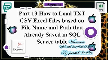 Part 13 Load TXT CSV Excel Files based on File Name and Path that Already Saved in SQL Server