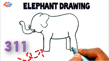 How To Draw Elephant From Number 311 | Easy Elephant Drawing Tutorial | Elephant Drawing Easy Video