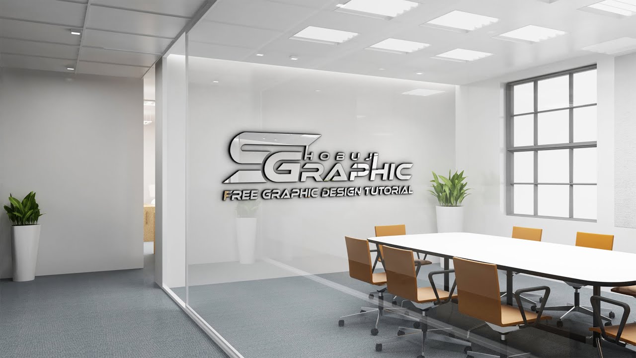 3D Wall Office Glass Logo Mockup Tutorial | 3d wall, Logo mockup, Wall logo