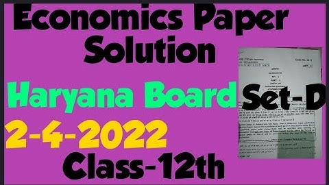 Economics Paper Solution (Hbse Board)  2022 Class-12th Set-(D)
