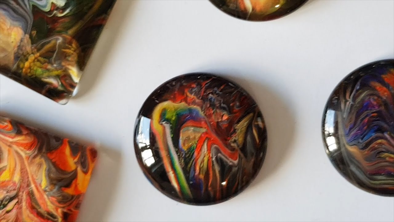 285 Using Up The Drips - Painted Cabochons - Pebeo Porcelaine 150 paint