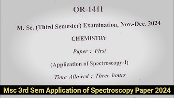 Msc 3rd semester application of spectroscopy - 1 paper 2024 //msc 3rd sem chemistry Notes in hindi