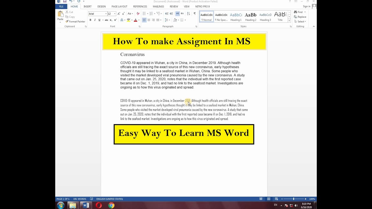 how to make assignment on laptop