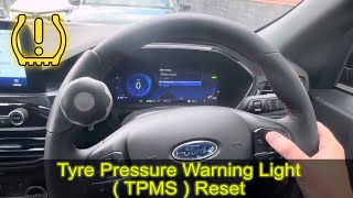 2023 FORD KUGA tyre pressure warning reset