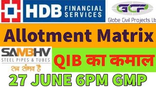 HDB financial services ipo allotment chances🤑sambhav steel ipo allotment chances🔥hdb ipo gmp today💥