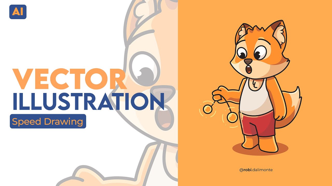 Speed Draw Make a Cut Character Illustration of a Fox with Adobe ...