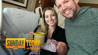 Parents And Their Newborn Baby Celebrate New Life With A Sunday Mug