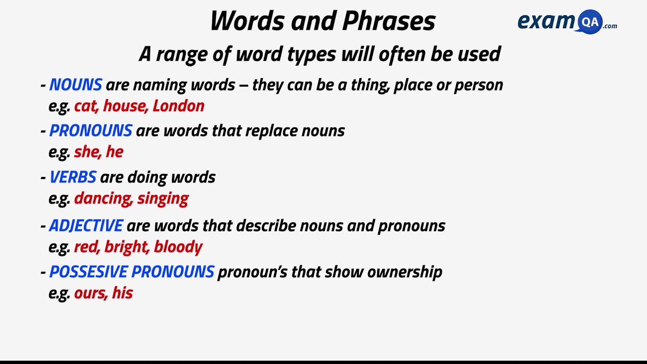 good words to use in gcse english essays