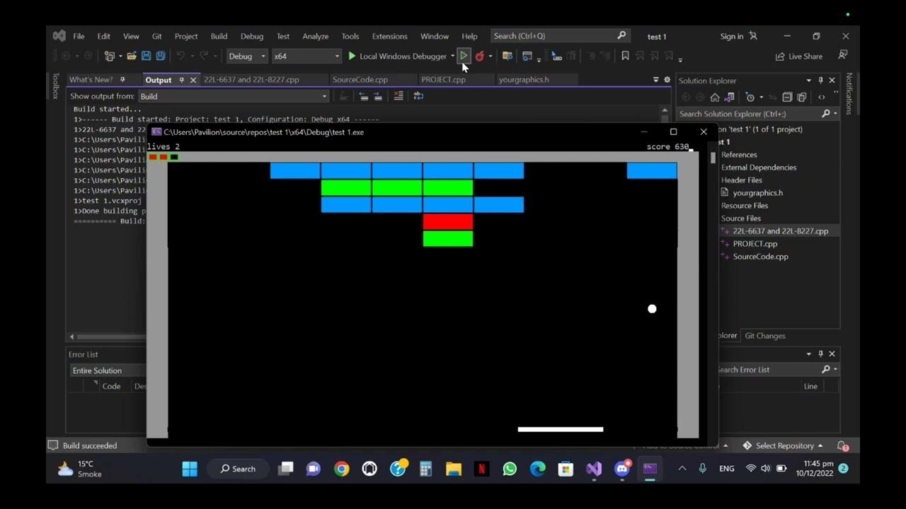Brick Breaker Game using Visual Studio Compiler. - YouTube
