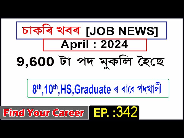 Assam JOB News Episode 342 || Latest Assam Job Notifications 2024