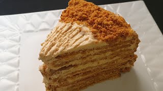 طريقة عمل كيكة العسل الروسية و الطعم بجد هيبهرك how to make  (medovik) honey cake