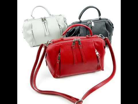 Шкіряна жіноча сумка Mariposa 28 × 12 × 19 см Сіра, видео 1