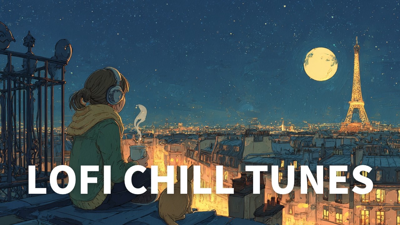 【作業用Lo-fi BGM】🌙 月夜の都会で聴くエモいLo-fi – 集中できる作業用BGM　Paris Night Lofi 🌙 Cozy Rooftop Study Beats