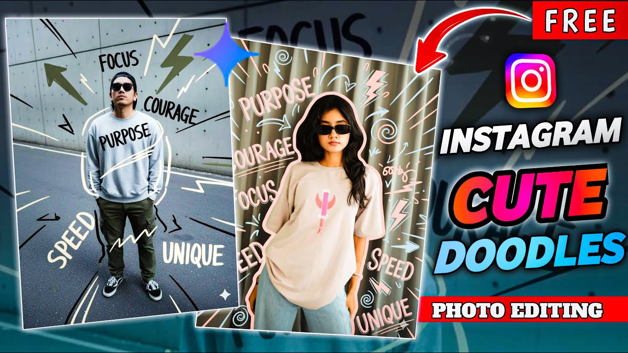 Trending Draw DOODLES OUT LINE Photo Editing Tutorial | Gemini Ai OUTLINE DRAW DOODLING Image Prompt