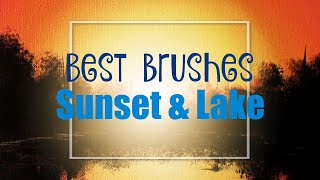 Perfect blending brush for Sunsets + Tree silhouette + Lake reflection painting in Acrylics