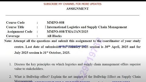 MMPO - 008 Solved Assignment Jan 2025 & July 2025 PDF | MBA | International Logistics & Supply Chain