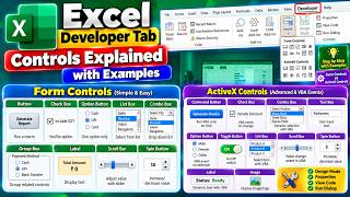 Excel Developer Tab Controls Explained | Form Controls & ActiveX Controls with Examples !!