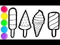 Cute icecream drawing coloring and painting for kids and toddlers  cute icecream for kids babies