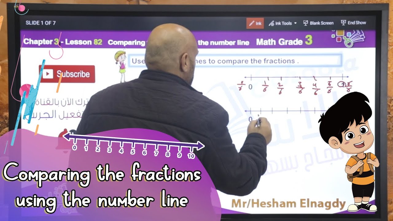 شرح ماث تالتة ابتدائي |Comparing Fractions Using the Number Line | تيرم2 - فصل 3 - درس 82 | الاسكوله