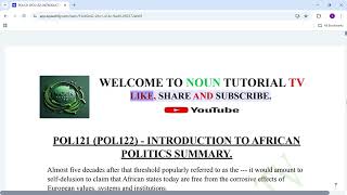 POL121 POL122 INTRODUCTION TO AFRICAN POLITICS SUMMARY.