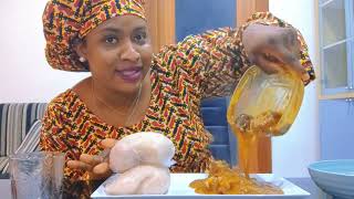 MAMA AFRICAN FUFU WITH OGBONO SOUP MUKBANG |MOUTH WATERING