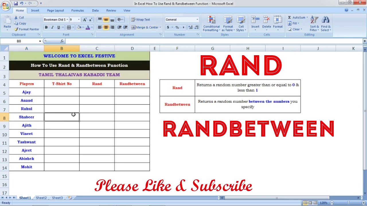 How to use RAND & RANDBETWEEN function quickly in excel - Tamil - YouTube