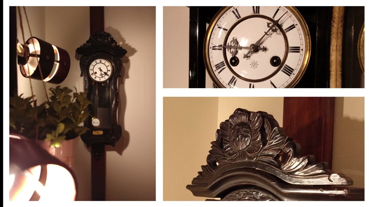 ユンハンス柱時計 彫ヴァイオリン 明治モダン #junghans #antique