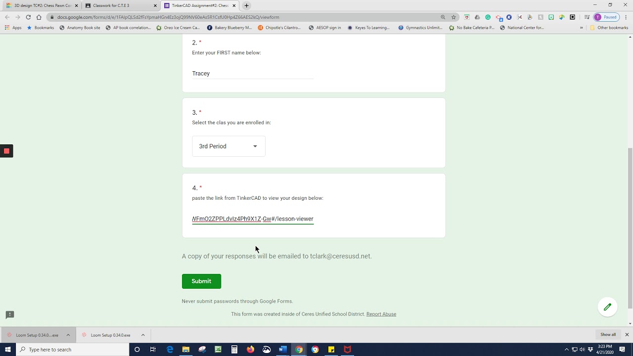 How to submit your TinkerCAD designs using a Google Form - YouTube