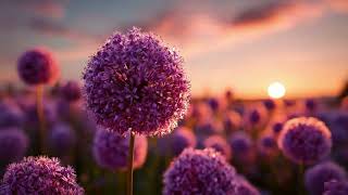 🌸✨ Purple Flower Sunrise Aesthetic Backdrop screenshot 1